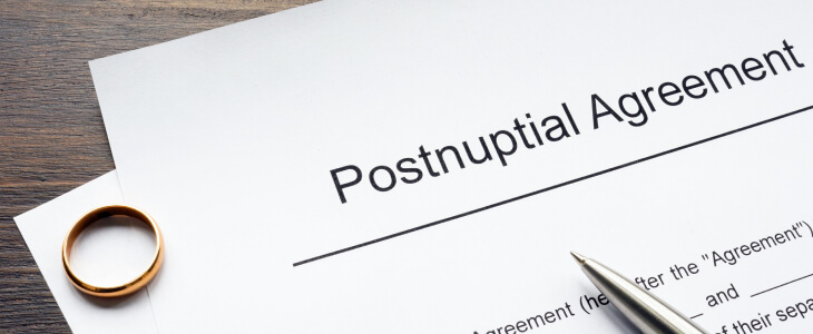 Paper with Postnuptial Agreements at the header